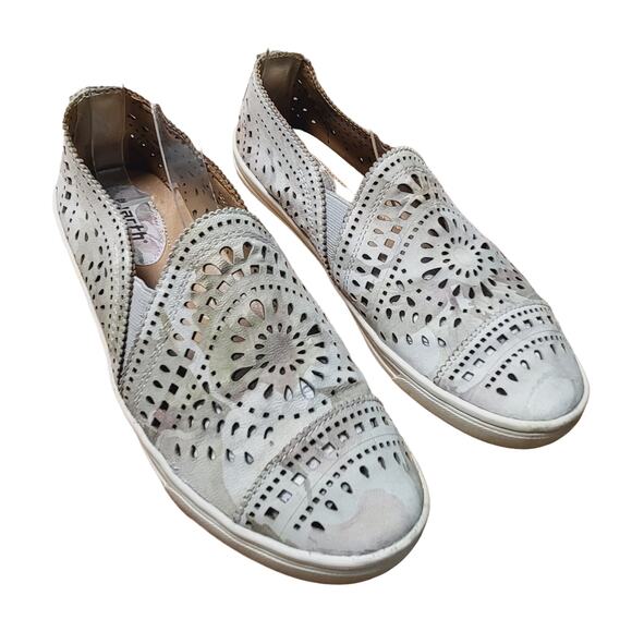 Earth Tangelo Flower Multi Laser Cut Slip-On Leather Sneakers Size 7.5 - Picture 3 of 12